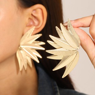 Brincos Exagerados Em Forma De Folha De Ouro Cor De Cavilha Para Mulher Geométricos Metálicos Prata Festa De Aniversário
