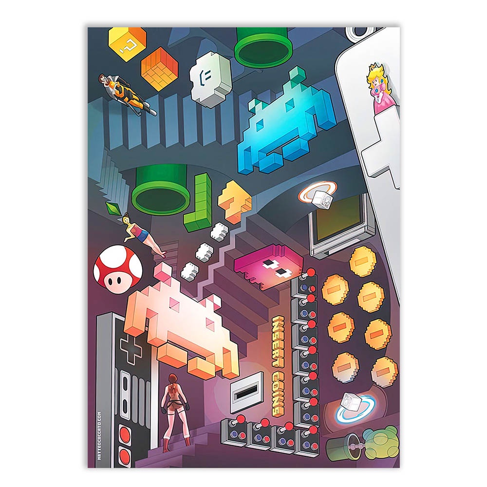 Quadro / Placa Decorativa Jogos Retro Fliperama Videogame