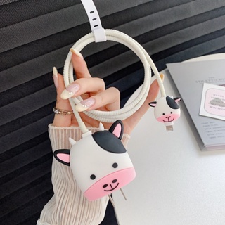 18/20w Cow Casing for iPhone Charger Plug USB Cable Bite Protector Cable Winder Cover Cord Cable Protector em Oferta na Shopee