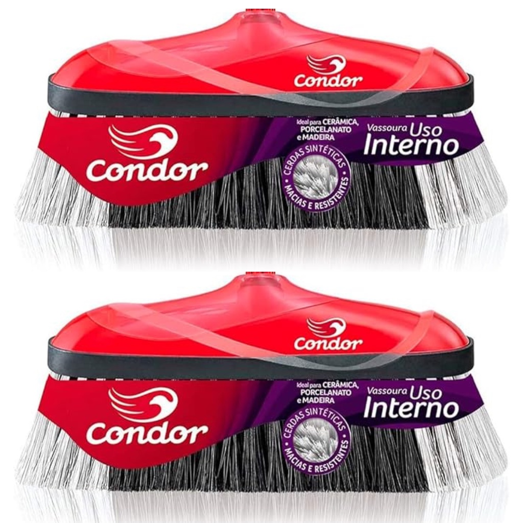 Kit 2 Vassouras Cerdas Macias Uso Interno Varre Muito Qualidade Condor