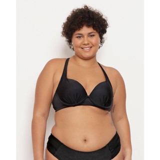 Biquíni Top Plus Size Feminino Avulso Bojo Franzido Preto