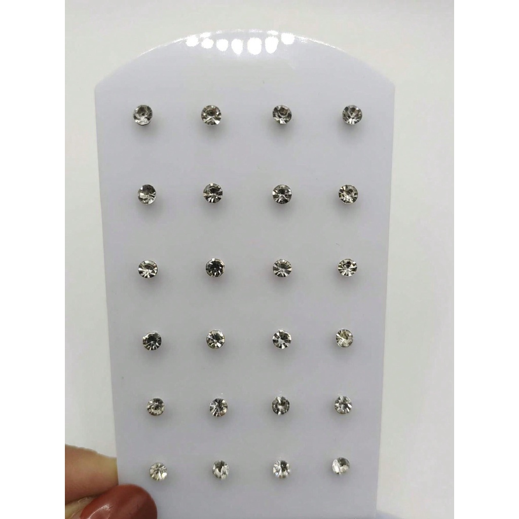 KIT DE Brinco Ponto De Luz METAL Redondo Com Strass  COMTEN 12 PARES em Oferta na Shopee