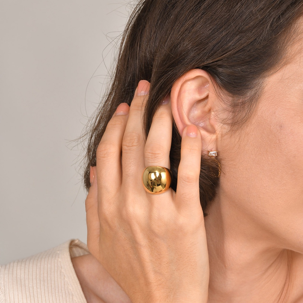 Vnox Ouro 18K Anel Grande De Aço Inoxidável Para Mulheres , Jóias De Hip-hop Punk Fashion 20mm