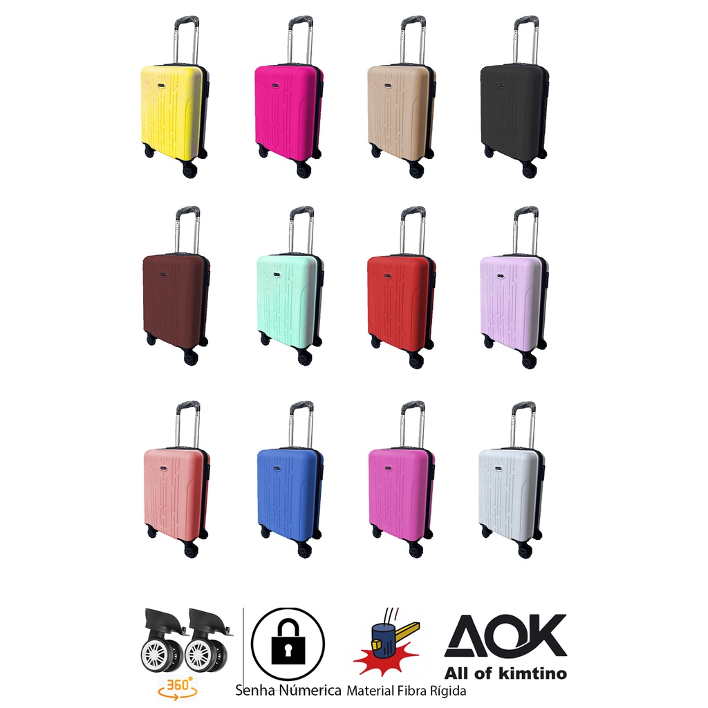 Mala De Bordo Viagem Nacional Internacional Com 4 Rodas 360º 9 kg Com Trava De Encaixe, Cadeado Embutido, Divisório Interno, Envio A Cor Aleatória