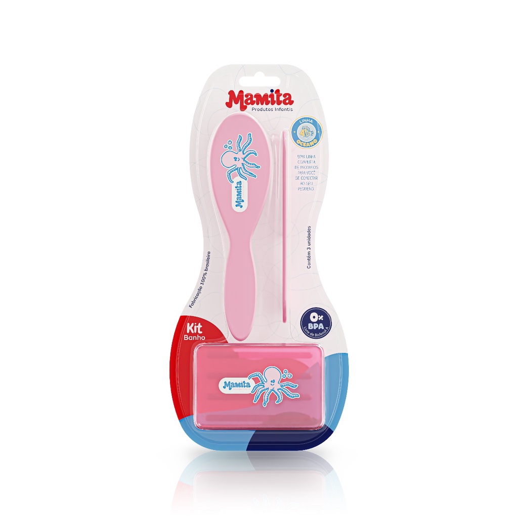 Kit Banho Escova Pente Saboneteira Infantil