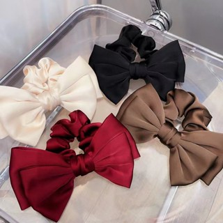 1Pcs Clássico Laço De Grande Satin Hair Ties High Ponytail Rope Scrunchies Para Meninas Doces