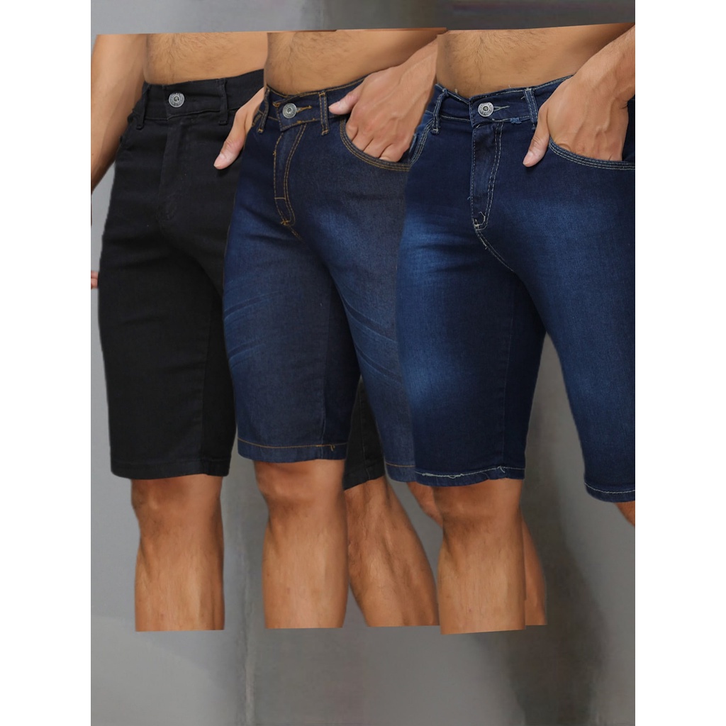 kit3 Bermuda Heritage Jeans Light Lisa Laicra Laicra Básica Casual Direto Da Fábrica com elastano