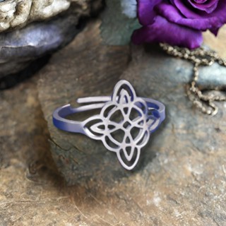 Anel Nó de Bruxa Regulável em Aço Inoxidável - Amuleto Símbolo Celta, Wicca, Witch, Magia em Oferta na Shopee
