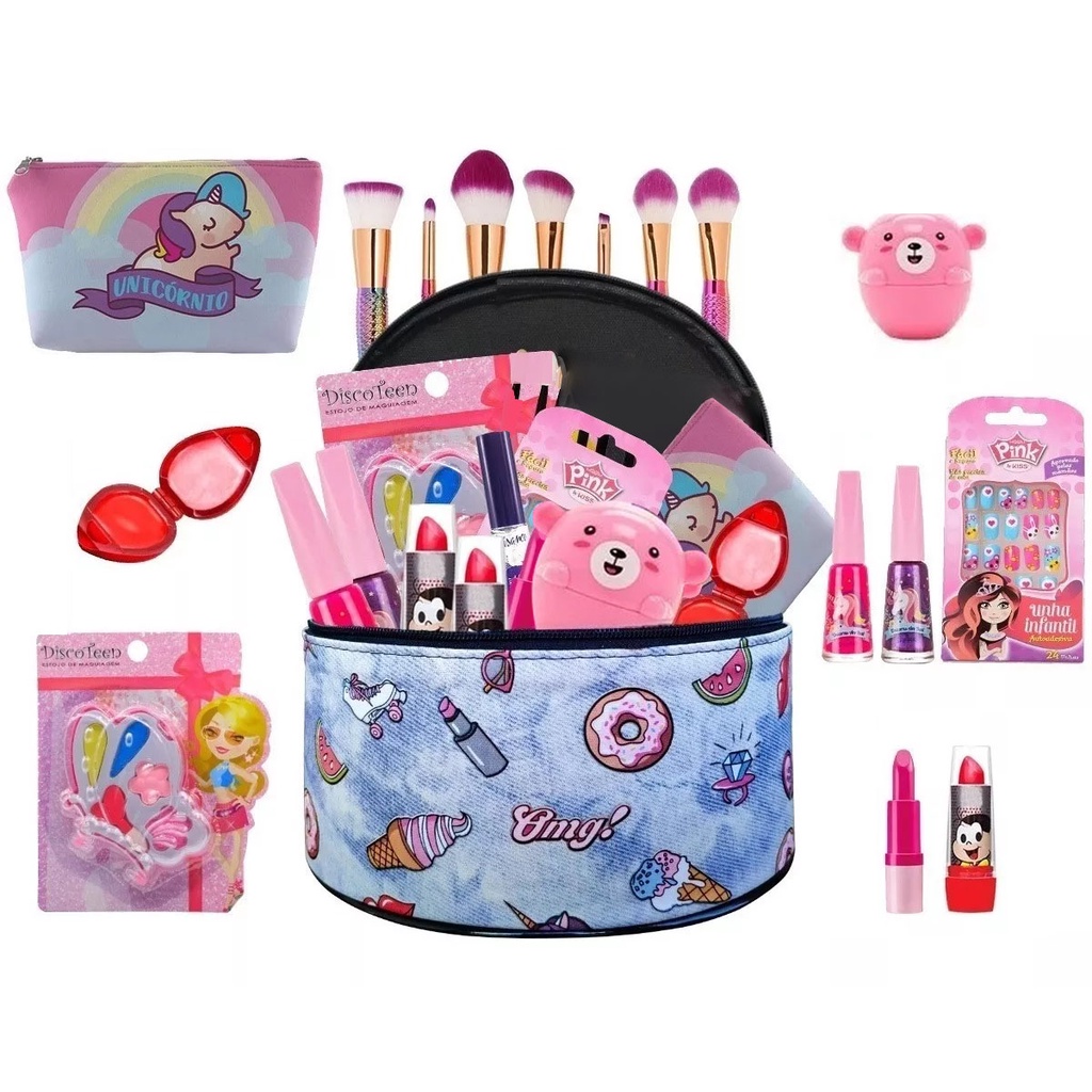 Maleta Conjunto De Maquiagem Completo Infantil Pinceis Sereia