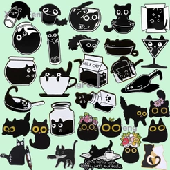 Broche De Gato Pequeno Preto Crachá De Mochila Animal Jóias De Cr