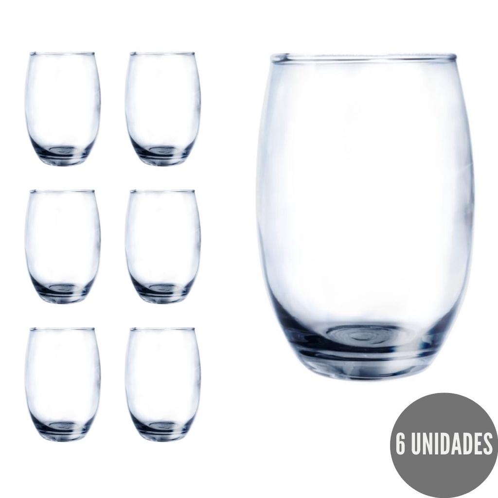 6 Copo Vidro 450ml Bellagio Redondo Grande Mesa Transparente