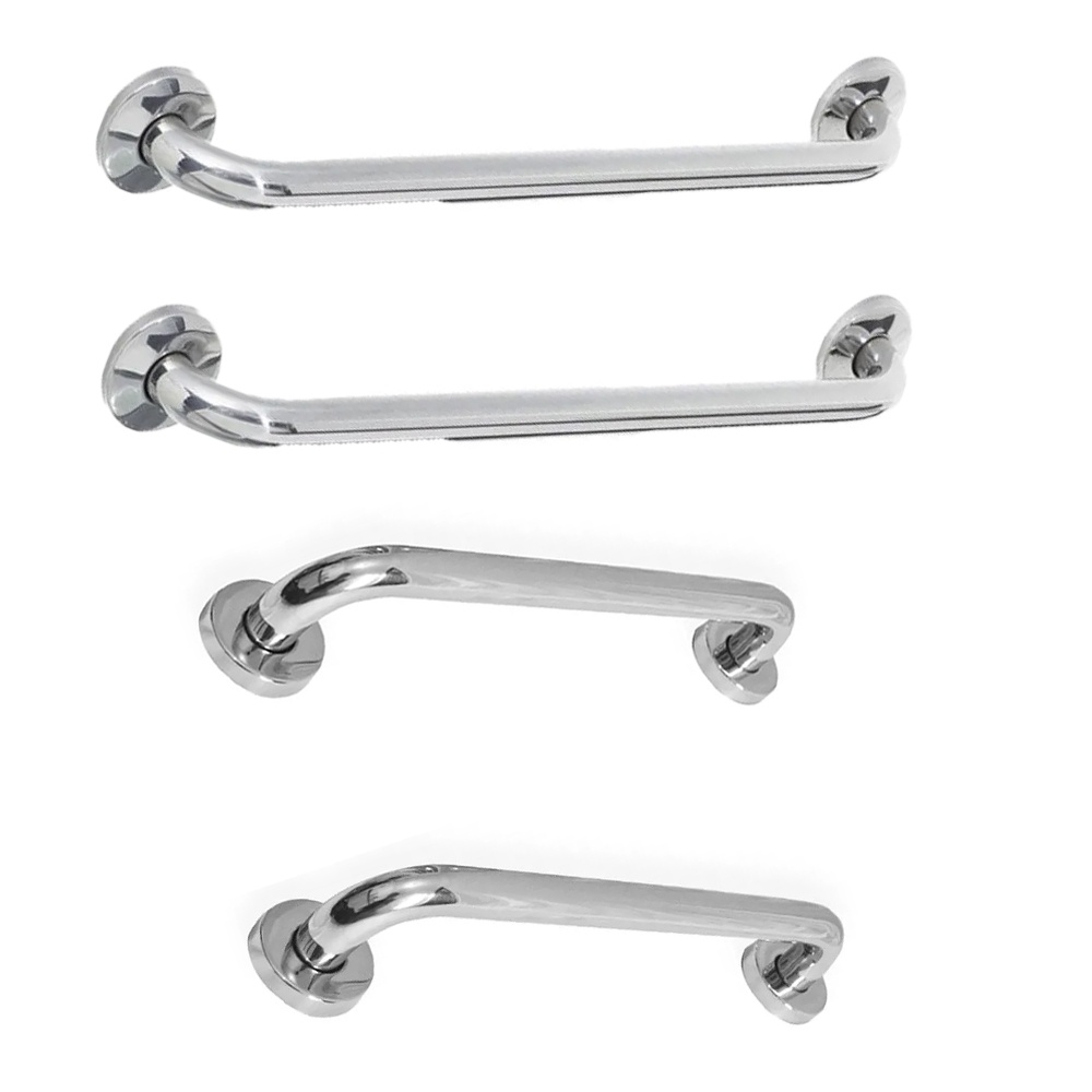 Alça Barra de Apoio Inox Banheiro Kit 4 Uni Cadeirante Segurança Gestante Criança Acessibilidade Corrimao Escada