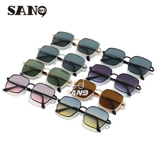【 Ready Stock 】 COD (San9) Nova Moda Coreana Grande Moldura Metálica Quadrada Estilo Óculos De Sol