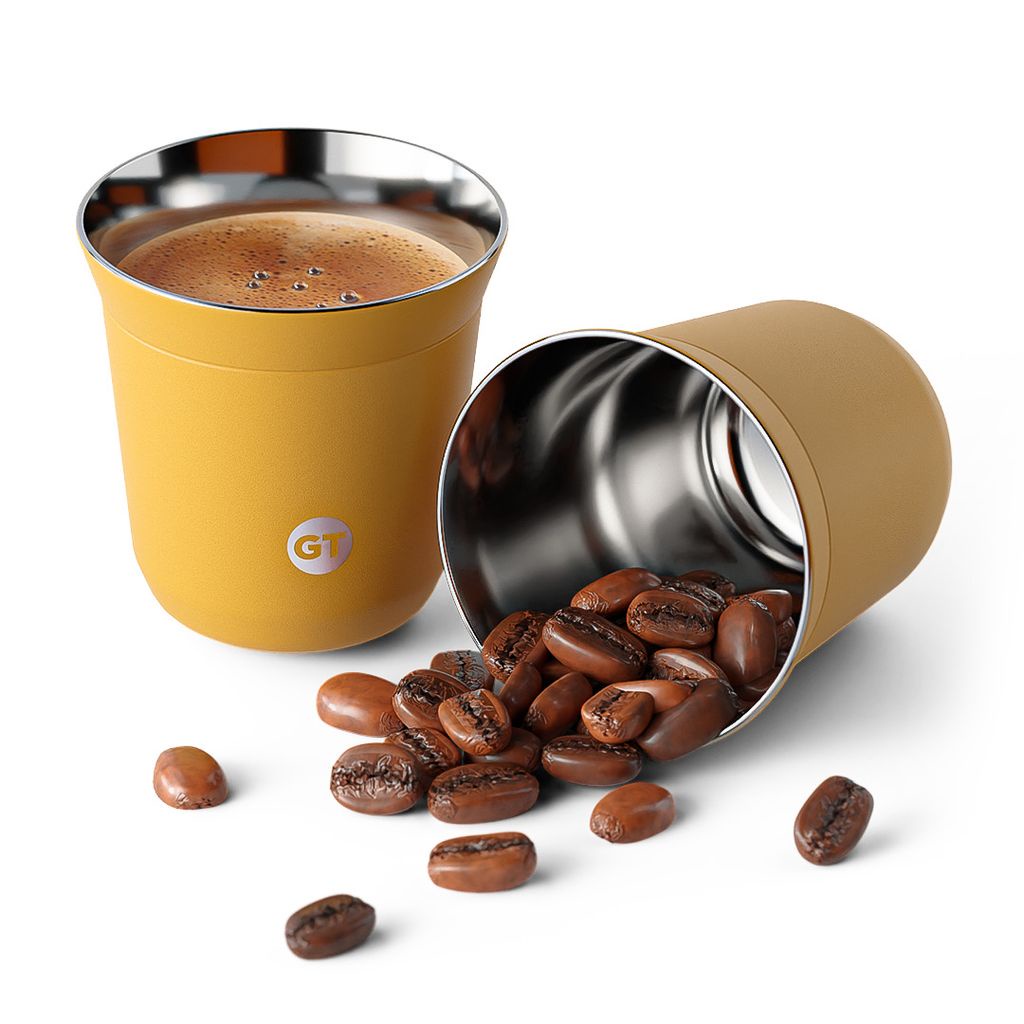 Copo Térmico Goldentec Termic Espresso 80ml Amarelo para bebidas quentes sem tampa em Oferta na Shopee