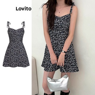 Lovito Casual Vestido Feminino Floral Amarrado L74ED309