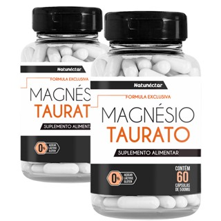 Kit 2x Magnésio Taurato Original 100%Puro Natunectar Suplemento Alimentar Natural 120 Capsulas 500mg em Oferta na Shopee
