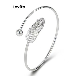 Lovito Casual Pulseira Feminina com Pingente de Pena LFA13110