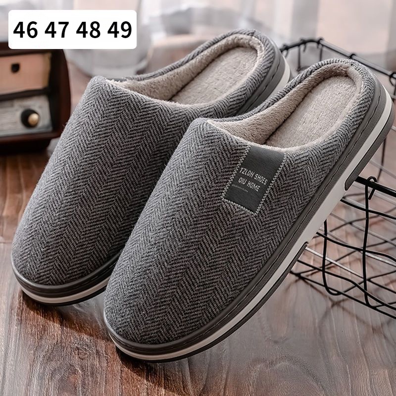 46 plus size 47 jardas chinelos de algodão para homens 4849 jardas no inverno em casa, chinelos de lã antiderrapantes e quentes em Oferta na Shopee