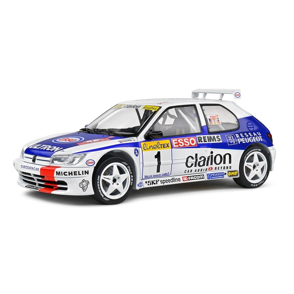 Miniatura Carro Peugeot 306 Maxi #1 - Rallye Monte Carlo (1996) - F. Delecour/M. Sauvage - Branco - 1:18 - Solido