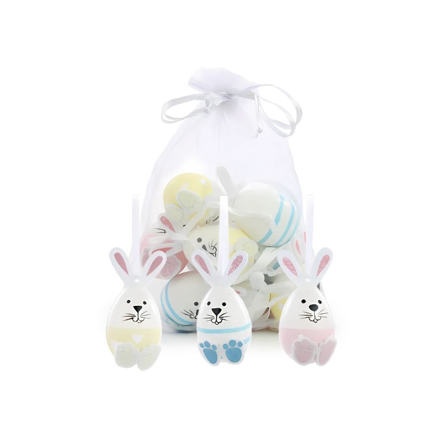 Ovos De Páscoa Sortido Com Formato De Coelhinhos Para Pendurar - 6cm - 9 unidades - Cromus - Rizzo em Oferta na Shopee