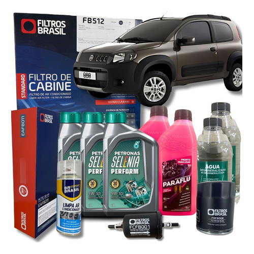 Kit Troca de Óleo e Filtros - Fiat Novo Uno 1.0 Evo - 5W30 em Oferta na Shopee