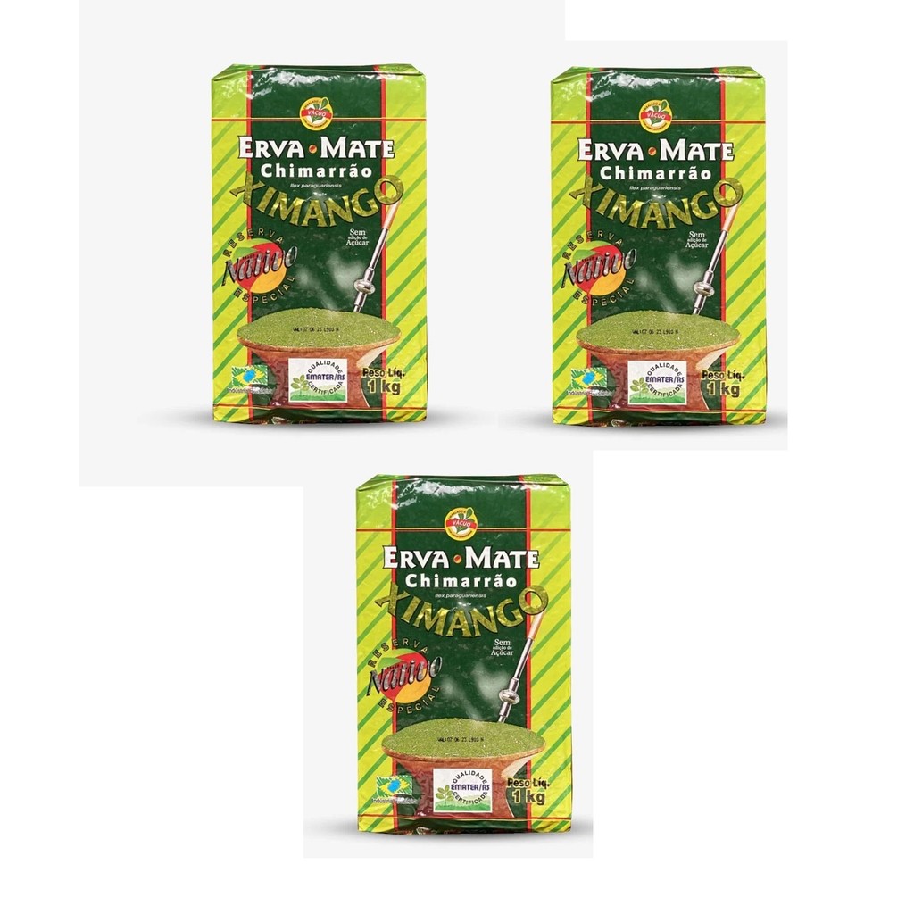 KIT  03 pacotes Erva-Mate Chimarrão Ximango Nativa a vácuo 1Kg cada