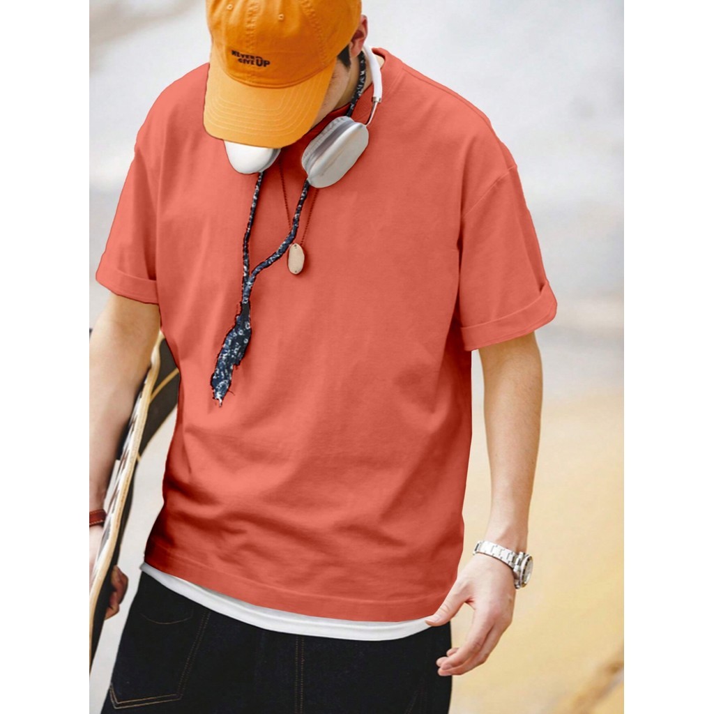 Camisa Fitness Coral Sem Estampa Camiseta Larga Confortável Aesthetic Blusa Oversized Esportiva Lisa