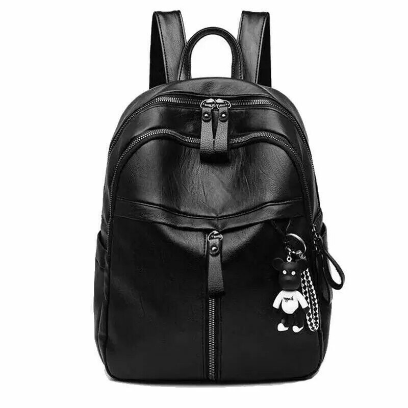 Mochila feminina com zíper de grande capacidade (preto)