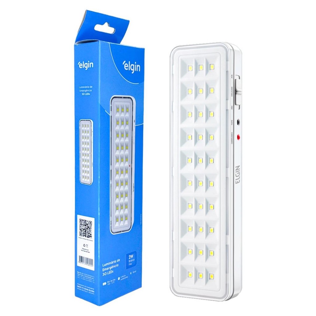 Kit 2 Unidades Luminária De Emergência 30 Leds 2w Elgin