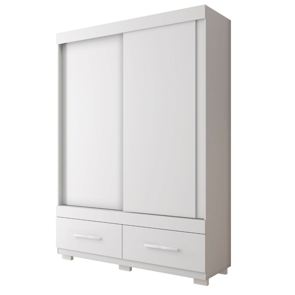 Detalhes do Guarda-roupa Solteiro 2 Portas de Correr 2 Gavetas Sereno Branco