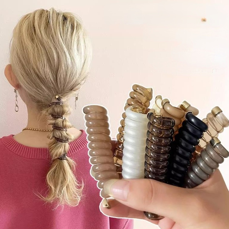 Corda De Cabelo Espiral Elástica Alta , Cabeça De Menina , Rabo De Cavalo , Anel , Faixa De Borracha
