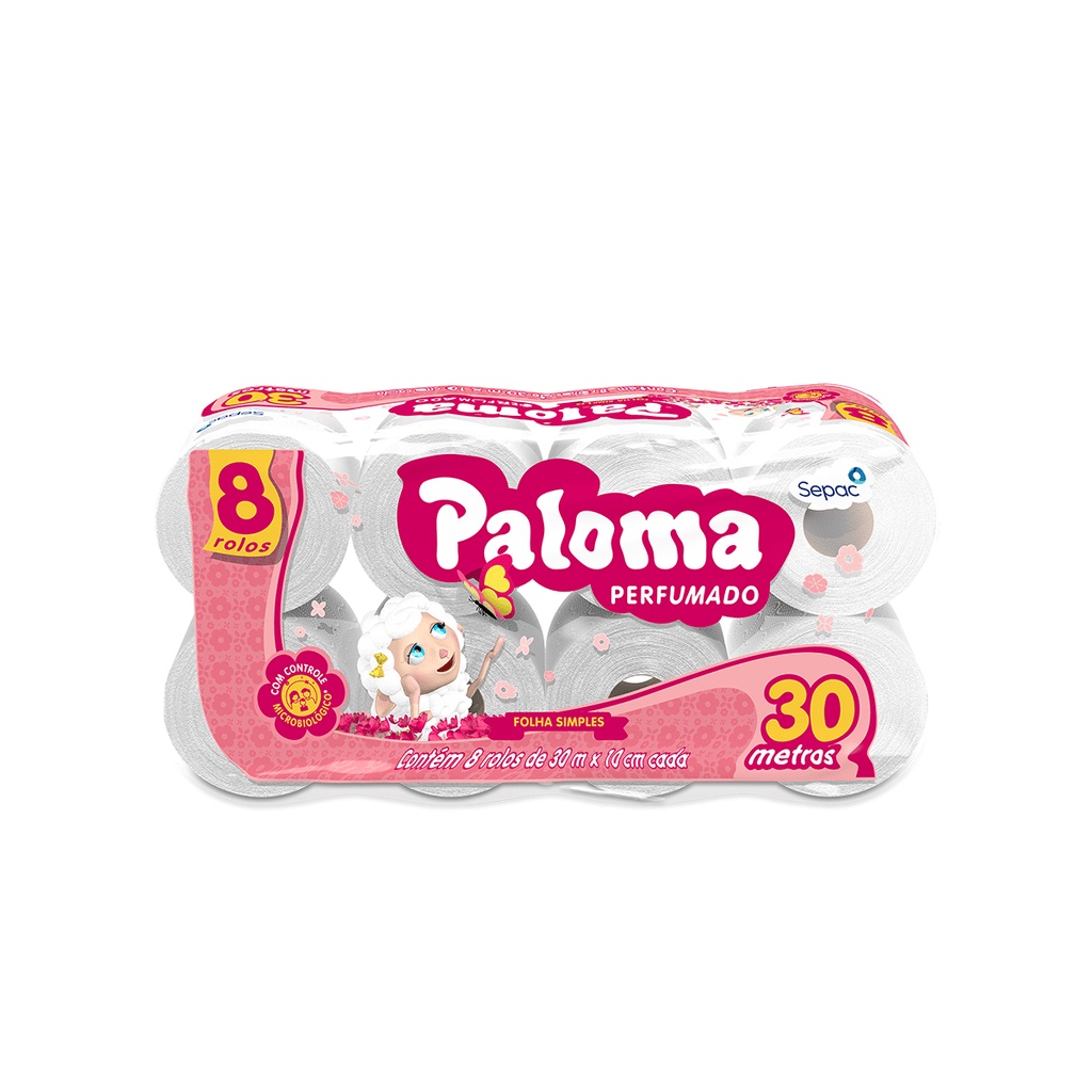 Papel Higiênico Folha Simples Perfumado 8x8 Paloma - Home & Living
