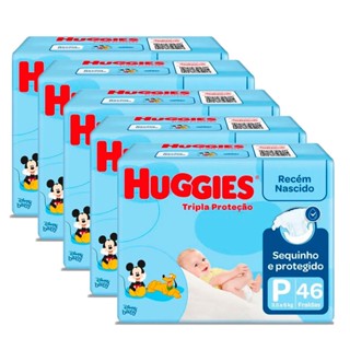 Kit 5 Fralda Huggies Tripla Proteção Mega P - 230 Tiras