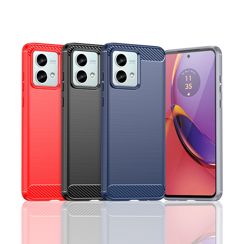 Para Motorola Moto G84 Ultra Slim Escovado Textura À Prova De Choque Capa Macia De TPU