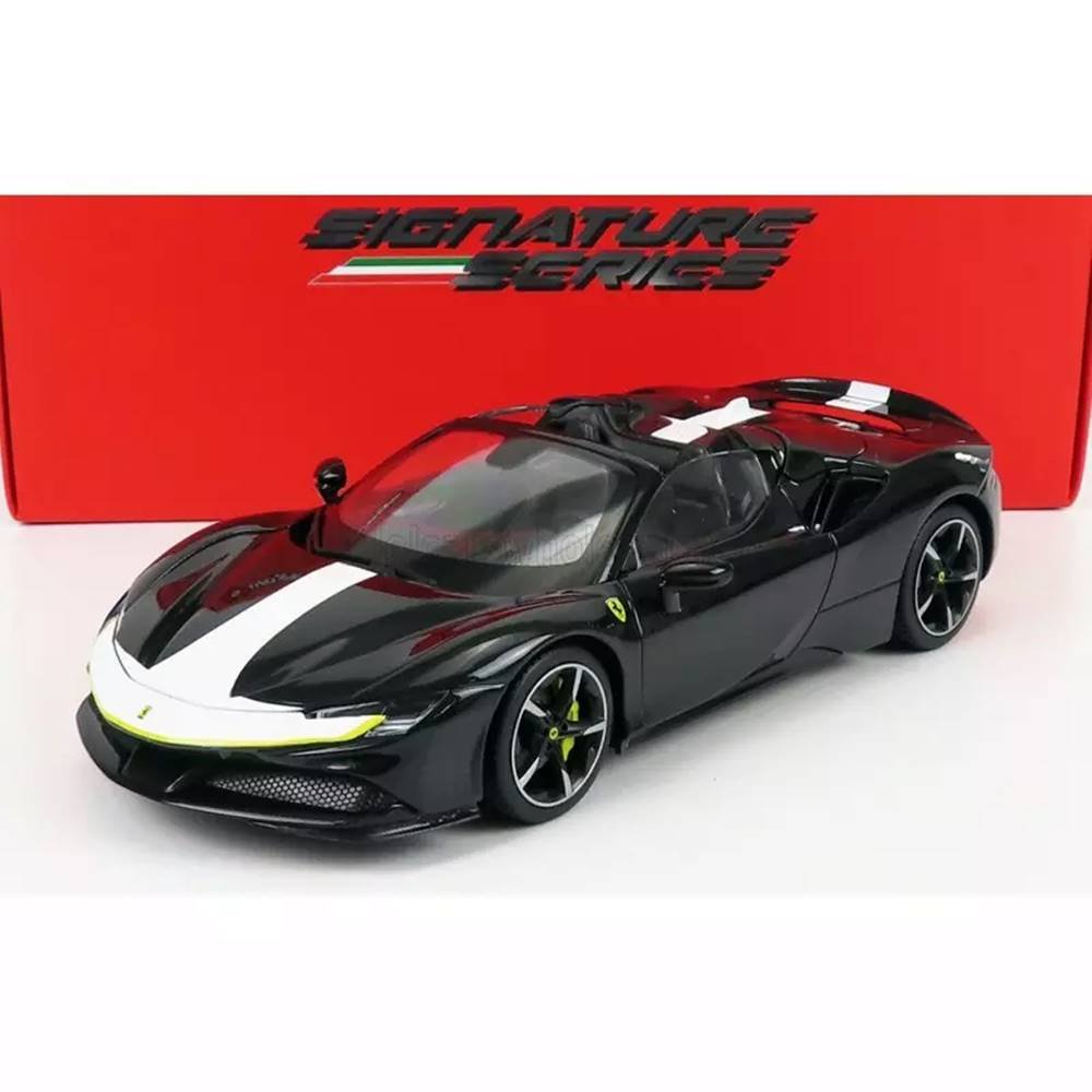 Miniatura Carro Ferrari SF90 Spider Assetto Fiorano (2021) - Signature Series - Preto - 1:18 - Burago