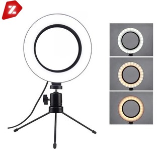 Ring Light Iluminador Selfie Makeup + Tripé De Mesa Luz Led 6 polegadas para Maquiador Yo…