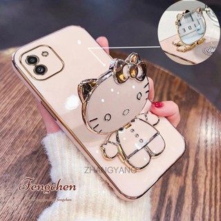 Capa Samsung A03 TPU Silicone Flexível 3D Fofa Com Suporte Para Gato De Celular Antiqueda Câmera Cobertura Total
