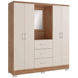 Guarda Roupa / Roupeiro Carraro Roma 1181 4 Portas 3 Gavetas Com Espelho 198x160x46cm em Oferta na Shopee