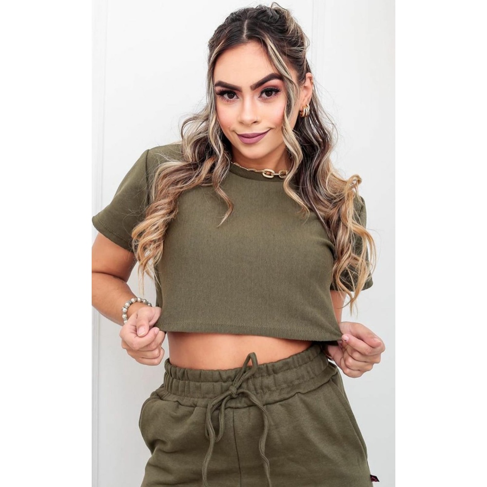 Cropped Camiseta modelo novo manga curta estilo T-shirts Cropped Estilo Baby Look manga curta