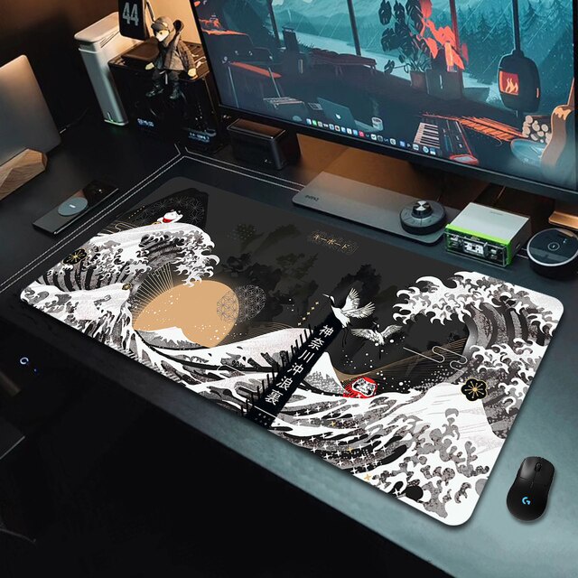 Mouse pad Roxo grande onda fora computador anime teclado mouse tapete xxl grande gaming mousepad