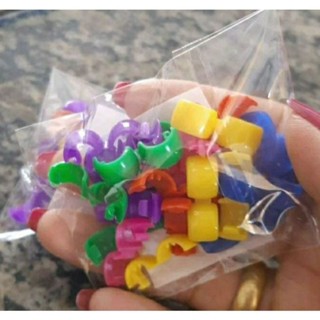 Kit 24 Anéis para tranças Anéis para cabelo infantil de plástico colorido e preto