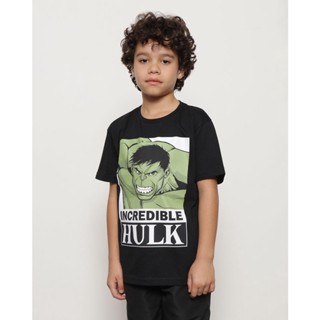 Camiseta Infantil Manga Curta Marvel Estampa Hulk Preta