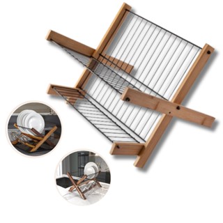 Escorredor De Louça 16 Pratos Bambu Resistente Agua Copos