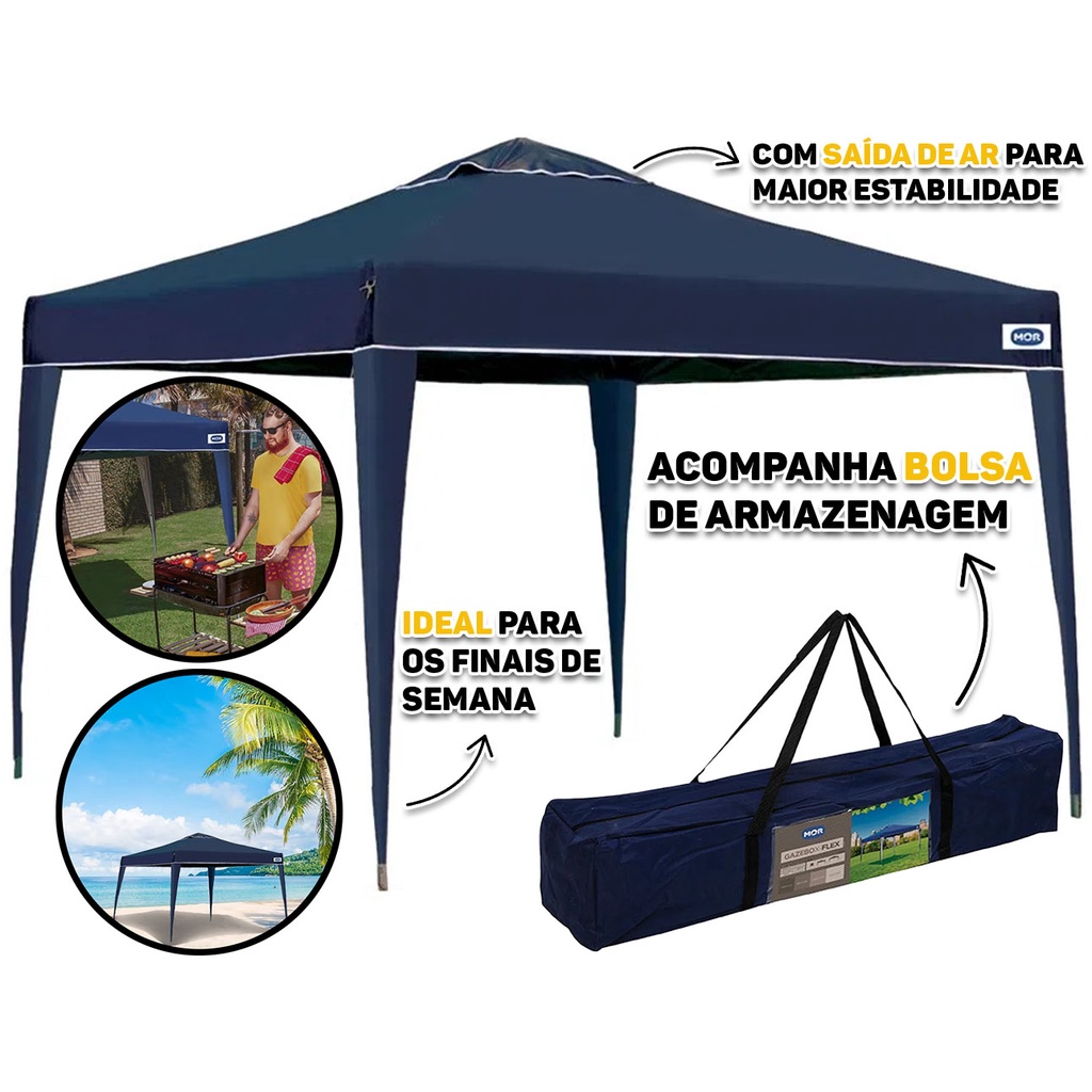 Tenda De Praia Gazebo Camping Sanfonada Mor X-Flex Gazebo 3x3 Metros Articulado Pé Aluminio Mor em Oferta na Shopee