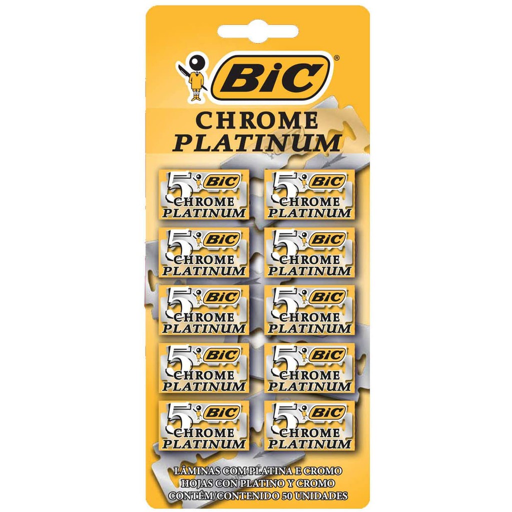 Lâmina Cartela Bic Chrome Platinum - Cartela c/ 50un em Oferta na Shopee