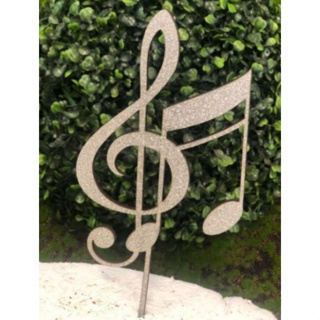 Topo de Bolo Nota Musical Glitter Prata Sonho Fino Rizzo Confeitaria em Oferta na Shopee