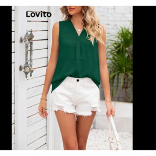 Lovito Blusa Casual Plissada Lisa Para Mulheres LNL38029 (Branco/Verde/Borgonha/Preto)