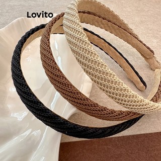 Lovito Faixa de Cabeça Básica Lisa Casual para Mulheres LFA03028 (Café/Branco/Preto)