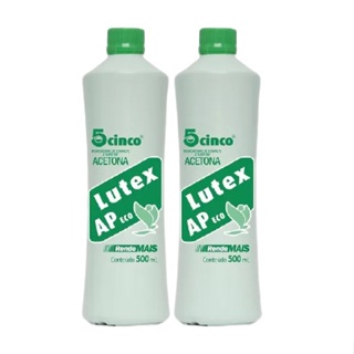 2 Acetona Removedor Lutex Ap 500ml Cinco para unhas manicure pedicure profissional em Oferta na Shopee