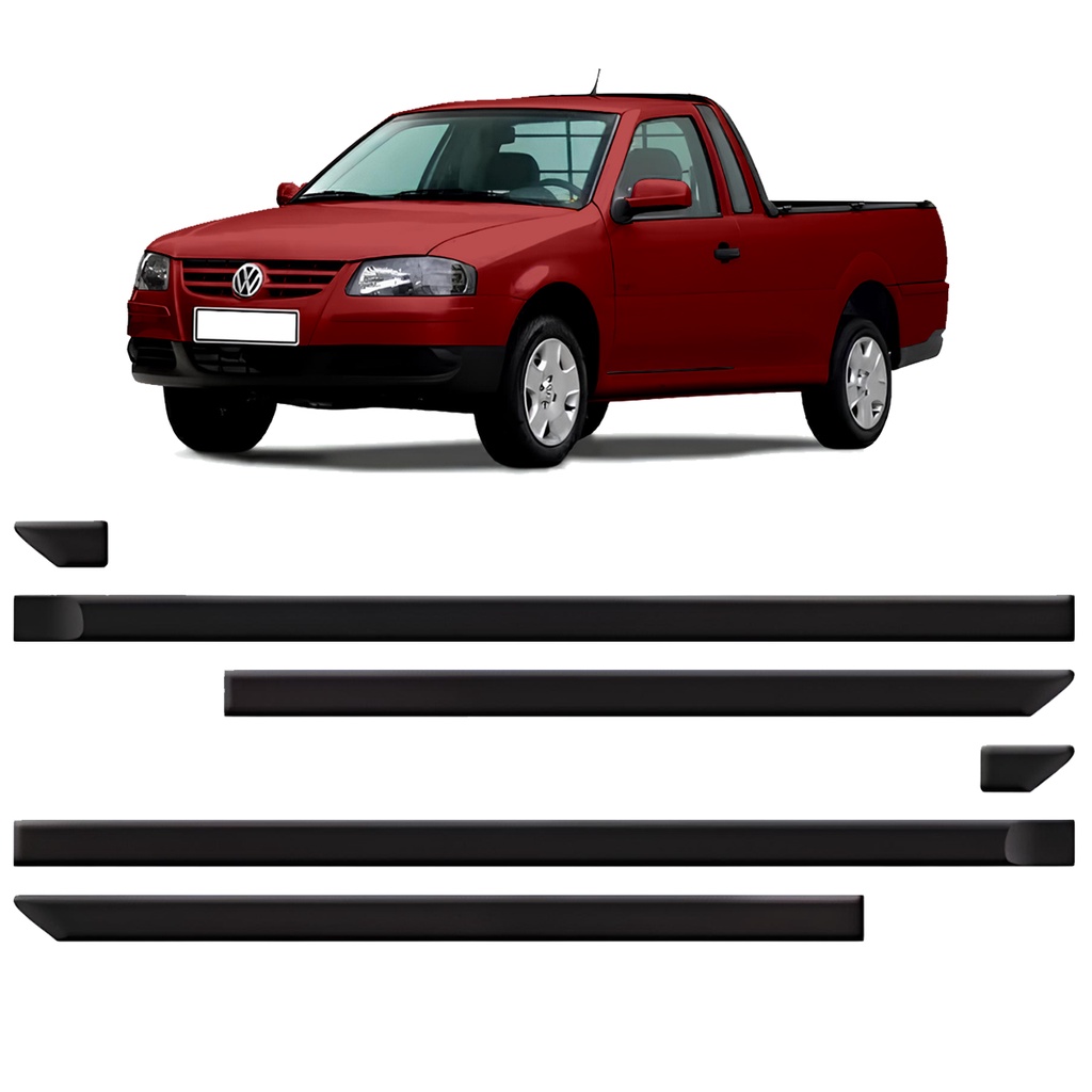 Jogo Friso Lateral Saveiro G3 G4 2003 2004 2005 2006 2007 2008 Preto Modelo Largo